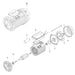 Schéma de principe des Pièces de rechange pour Moteur K-FLO HAYWARD de Bwp et de ses composants. Le schéma comprend une vue assemblée et une vue éclatée montrant diverses pièces telles que le stator, le rotor, le ventilateur, les flasques et d'autres pièces internes numérotées à titre de référence.