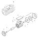 Schéma de principe des Pièces de rechange pour Moteur K-FLO HAYWARD de Bwp et de ses composants. Le schéma comprend une vue assemblée et une vue éclatée montrant diverses pièces telles que le stator, le rotor, le ventilateur, les flasques et d'autres pièces internes numérotées à titre de référence.