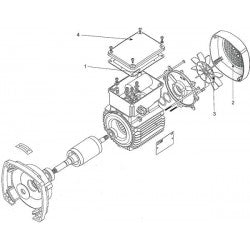 Vue éclatée des Pièces de rechange pour Moteur PENTAIR PENTAIR de Bwp, montrant la disposition séquentielle des composants tels que le carter, le rotor, le stator, le ventilateur, les flasques d'extrémité, ainsi que diverses vis et boulons. Chaque pièce est étiquetée avec des numéros pour référence.